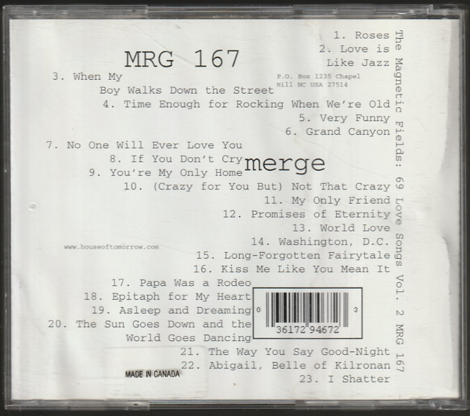 69 love songs vol 2 Back